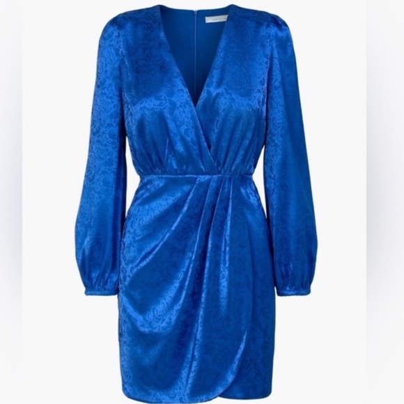 Adelyn Rae Lindsey Wrap Jacquard Mini Dress Cobalt Blue - Picture 1 of 8